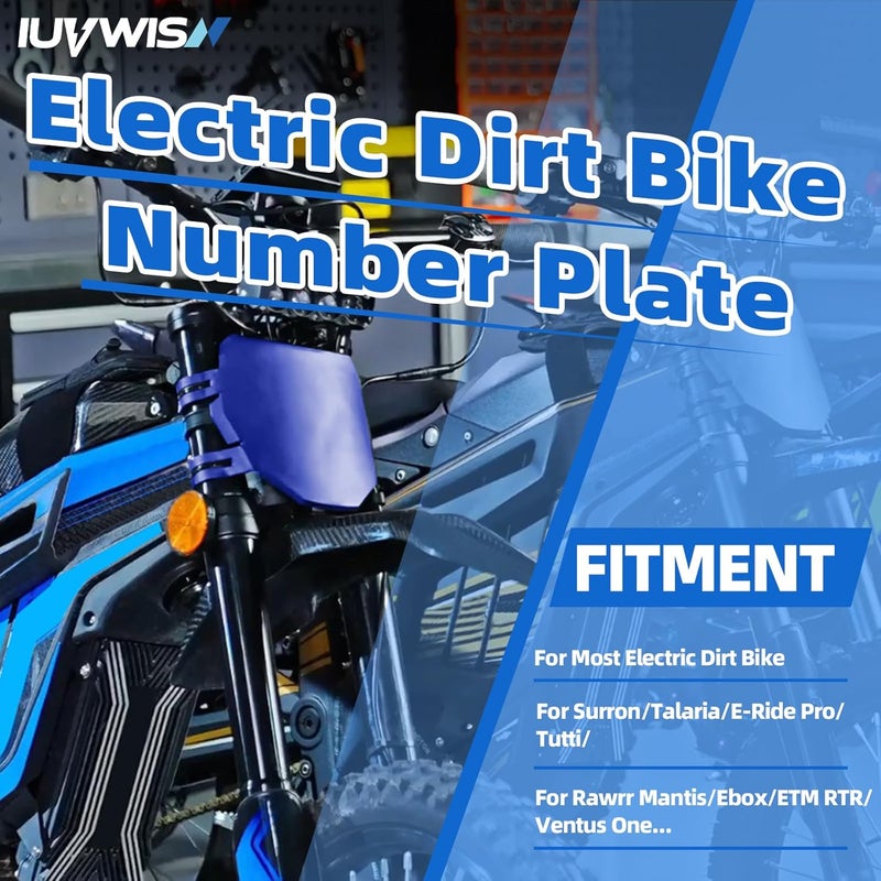 IUVWISN Electric Dirt Bike Number Plate Front License for Surron Sur Ron LBX Tuttio Talaria Sting MX3/R MX4 MX5 Talaria XXX E-Ride Pro SR S SS 2.0 3.0 Tutti Soleil 01 Rawrr Mantis Ebox ETM RTR Blue - Image 2